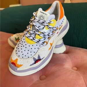 Farm Rio Colorful Sneakers, women’s size 9 platform designer shoes.